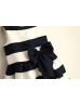 Ivory Navy Blue Stripes Taffeta Flower Girl Dress